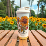Sunflower Design Classy Coffee Mug Flask 520ML