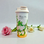 White Rose Design Classy Coffee Mug Flask 520ML - Image 4